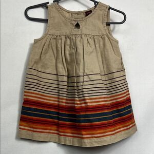Tea Collection Tan and Orange Stripe linen dress 6-12 months